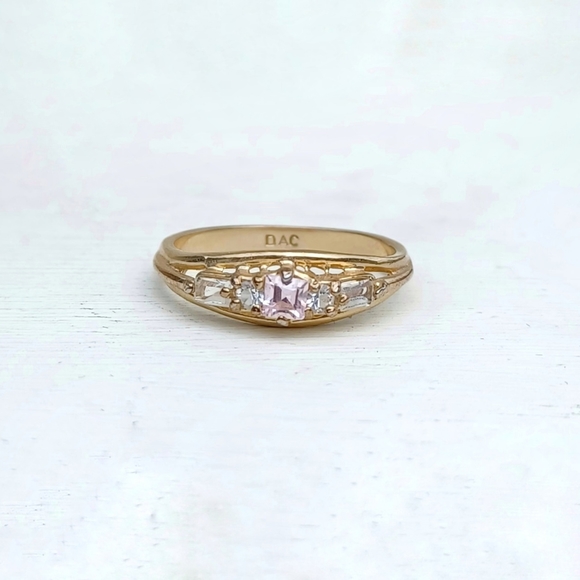 DAC Pink Sapphire and CZ Gold Ring - Picture 4 of 12